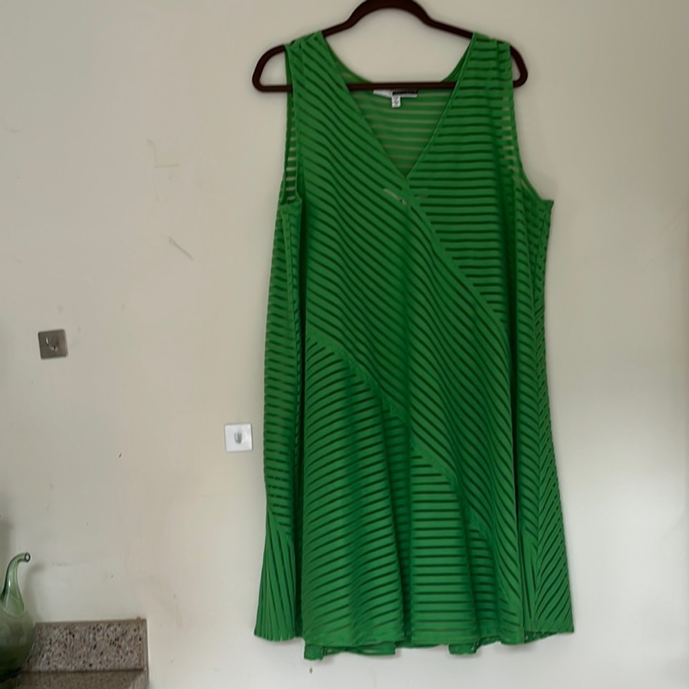 Tracy Reese Green Textured Sleeveless V-Neck Dress